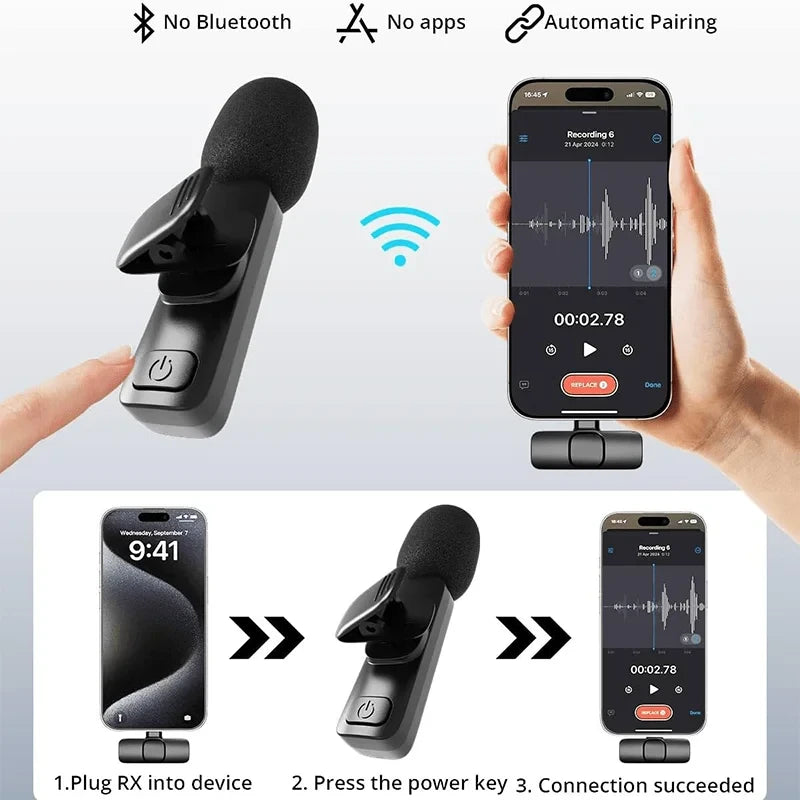 Wireless Lavalier Microphone for iPhone